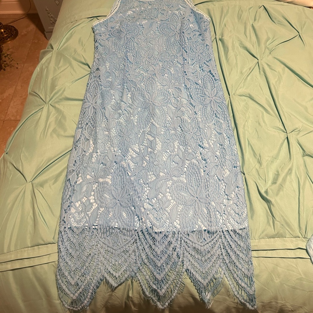 Aqua lace dress  worn once at a wedding.